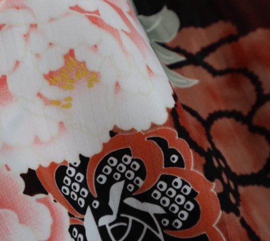 卒業式袴レンタルNo.678[レトロモダン]焦げ茶・ピンク茶牡丹・絞り風